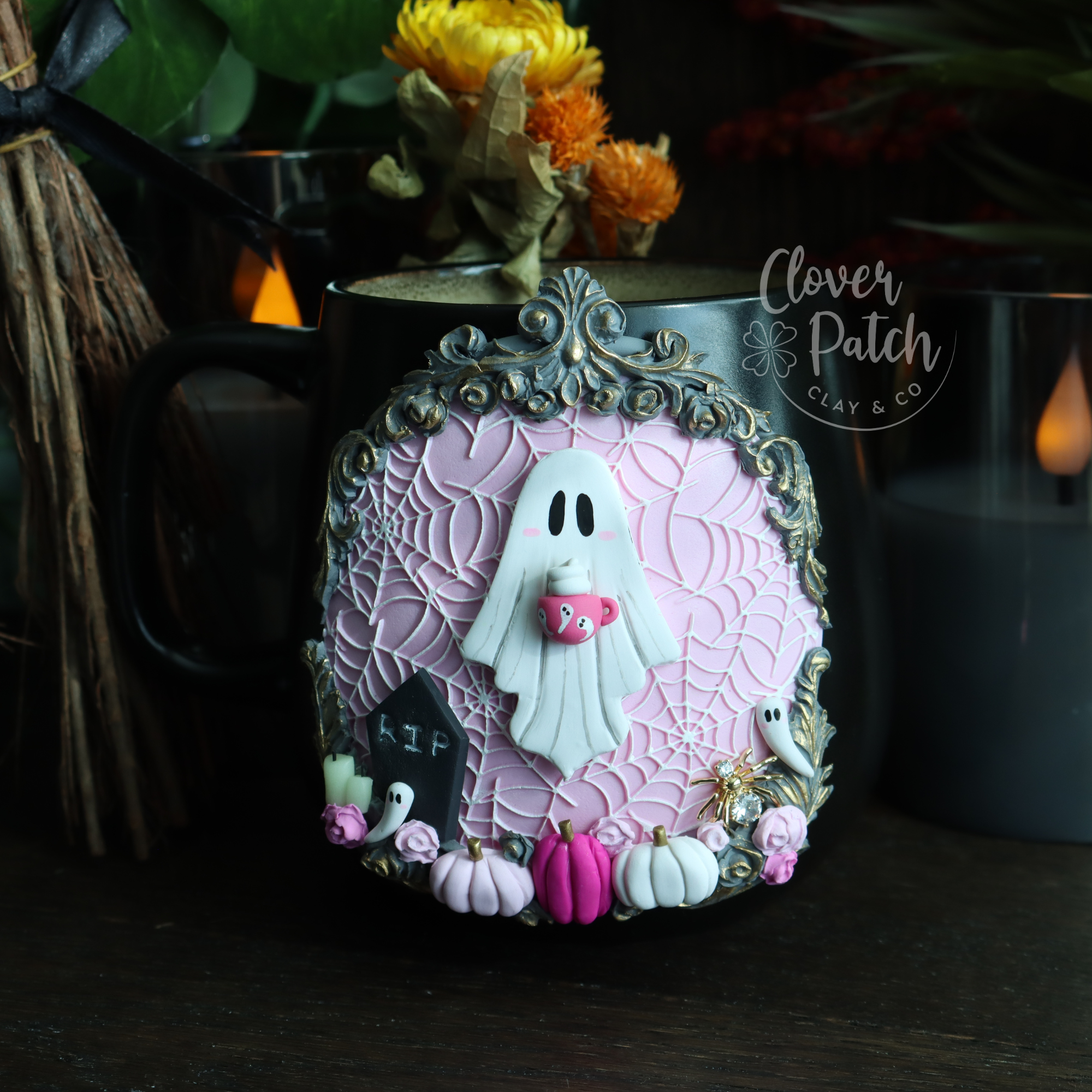Pastel Pink Ghost Pumpkin Mug